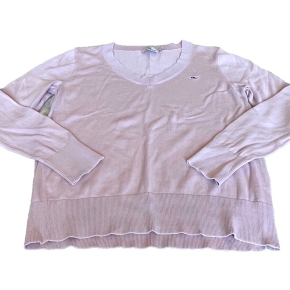 Vineyard Vines Women's Lightweight V-neck Logo Sweater; Pink; Size M - Picture 1 of 4